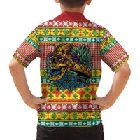 Hawaiian Pineapples Skull Family Matching Off The Shoulder Long Sleeve Dress and Hawaiian Shirt Mele Kalikimaka Palaka Quilt Pattern LT9 - Polynesian Pride