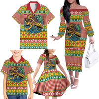 Hawaiian Pineapples Skull Family Matching Off The Shoulder Long Sleeve Dress and Hawaiian Shirt Mele Kalikimaka Palaka Quilt Pattern LT9 - Polynesian Pride