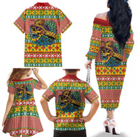 Hawaiian Pineapples Skull Family Matching Off The Shoulder Long Sleeve Dress and Hawaiian Shirt Mele Kalikimaka Palaka Quilt Pattern LT9 - Polynesian Pride