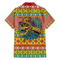Hawaiian Pineapples Skull Family Matching Off The Shoulder Long Sleeve Dress and Hawaiian Shirt Mele Kalikimaka Palaka Quilt Pattern LT9 - Polynesian Pride