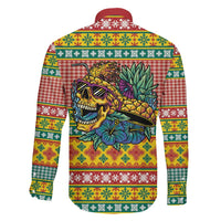 Hawaiian Pineapples Skull Family Matching Off Shoulder Short Dress and Hawaiian Shirt Mele Kalikimaka Palaka Quilt Pattern - Polynesian Pride