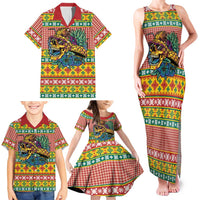 Hawaiian Pineapples Skull Family Matching Tank Maxi Dress and Hawaiian Shirt Mele Kalikimaka Palaka Quilt Pattern - Polynesian Pride
