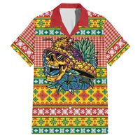 Hawaiian Pineapples Skull Family Matching Tank Maxi Dress and Hawaiian Shirt Mele Kalikimaka Palaka Quilt Pattern - Polynesian Pride