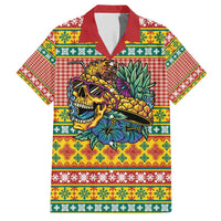 Hawaiian Pineapples Skull Hawaiian Shirt Mele Kalikimaka Palaka Quilt Pattern LT9 Yellow - Polynesian Pride