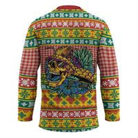 Hawaiian Pineapples Skull Hockey Jersey Mele Kalikimaka Palaka Quilt Pattern - Polynesian Pride