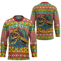 Hawaiian Pineapples Skull Hockey Jersey Mele Kalikimaka Palaka Quilt Pattern - Polynesian Pride
