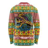 Hawaiian Pineapples Skull Long Sleeve Shirt Mele Kalikimaka Palaka Quilt Pattern - Polynesian Pride