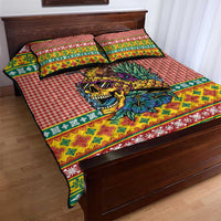 Hawaiian Pineapples Skull Quilt Bed Set Mele Kalikimaka Palaka Quilt Pattern - Polynesian Pride