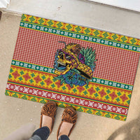 Hawaiian Pineapples Skull Rubber Doormat Mele Kalikimaka Palaka Quilt Pattern - Polynesian Pride