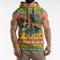Hawaiian Pineapples Skull Sleeveless Hoodie Mele Kalikimaka Palaka Quilt Pattern - Polynesian Pride