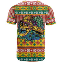 Hawaiian Pineapples Skull T Shirt Mele Kalikimaka Palaka Quilt Pattern - Polynesian Pride