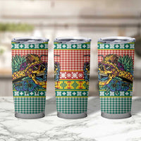 Hawaiian Pineapples Skull Tumbler Cup Mele Kalikimaka Palaka Quilt Pattern - Polynesian Pride
