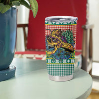 Hawaiian Pineapples Skull Tumbler Cup Mele Kalikimaka Palaka Quilt Pattern - Polynesian Pride