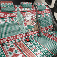 Hawaiian Funny Santa Surf Back Car Seat Cover Mele Kalikimaka Palaka Quilt Pattern - Polynesian Pride