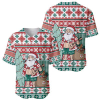 Hawaiian Funny Santa Surf Baseball Jersey Mele Kalikimaka Palaka Quilt Pattern - Polynesian Pride