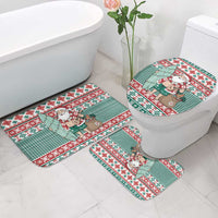 Hawaiian Funny Santa Surf Bathroom Set Mele Kalikimaka Palaka Quilt Pattern - Polynesian Pride