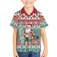 Hawaiian Funny Santa Surf Family Matching Mermaid Dress and Hawaiian Shirt Mele Kalikimaka Palaka Quilt Pattern - Polynesian Pride
