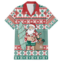 Hawaiian Funny Santa Surf Family Matching Off The Shoulder Long Sleeve Dress and Hawaiian Shirt Mele Kalikimaka Palaka Quilt Pattern - Polynesian Pride