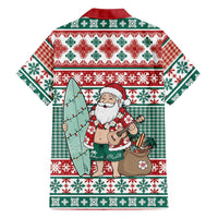 Hawaiian Funny Santa Surf Family Matching Off Shoulder Short Dress and Hawaiian Shirt Mele Kalikimaka Palaka Quilt Pattern - Polynesian Pride