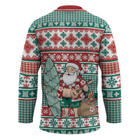 Hawaiian Funny Santa Surf Hockey Jersey Mele Kalikimaka Palaka Quilt Pattern LT9 - Polynesian Pride