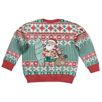 Hawaiian Funny Santa Surf Kid Ugly Christmas Sweater Mele Kalikimaka Palaka Quilt Pattern - Polynesian Pride