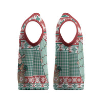 Hawaiian Funny Santa Surf Christmas Knitted V-Neck Vest Mele Kalikimaka Palaka Quilt Pattern - Polynesian Pride