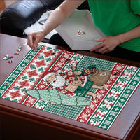 Hawaiian Funny Santa Surf Puzzle Mele Kalikimaka Palaka Quilt Pattern - Polynesian Pride