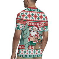 Hawaiian Funny Santa Surf Rugby Jersey Mele Kalikimaka Palaka Quilt Pattern - Polynesian Pride