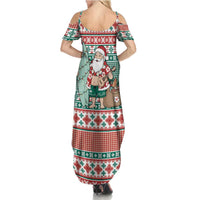 Hawaiian Funny Santa Surf Summer Maxi Dress Mele Kalikimaka Palaka Quilt Pattern LT9 - Polynesian Pride