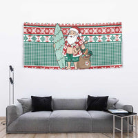 Hawaiian Funny Santa Surf Tapestry Mele Kalikimaka Palaka Quilt Pattern - Polynesian Pride