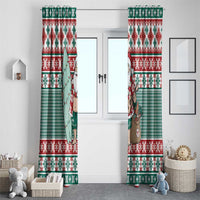 Hawaiian Funny Santa Surf Window Curtain Mele Kalikimaka Palaka Quilt Pattern - Polynesian Pride