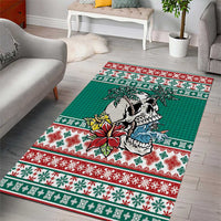 Hawaiian Skull Surfs Area Rug Mele Kalikimaka Palaka Quilt Pattern - Polynesian Pride