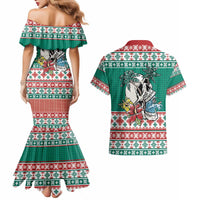 Hawaiian Skull Surfs Couples Matching Mermaid Dress and Hawaiian Shirt Mele Kalikimaka Palaka Quilt Pattern LT9 - Polynesian Pride