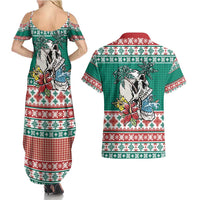 Hawaiian Skull Surfs Couples Matching Summer Maxi Dress and Hawaiian Shirt Mele Kalikimaka Palaka Quilt Pattern LT9 - Polynesian Pride
