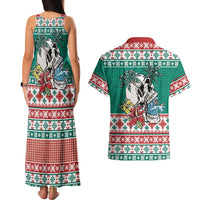 Hawaiian Skull Surfs Couples Matching Tank Maxi Dress and Hawaiian Shirt Mele Kalikimaka Palaka Quilt Pattern LT9 - Polynesian Pride