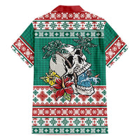 Hawaiian Skull Surfs Family Matching Mermaid Dress and Hawaiian Shirt Mele Kalikimaka Palaka Quilt Pattern - Polynesian Pride