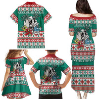 Hawaiian Skull Surfs Family Matching Puletasi and Hawaiian Shirt Mele Kalikimaka Palaka Quilt Pattern - Polynesian Pride