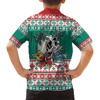 Hawaiian Skull Surfs Family Matching Short Sleeve Bodycon Dress and Hawaiian Shirt Mele Kalikimaka Palaka Quilt Pattern LT9 - Polynesian Pride