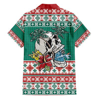 Hawaiian Skull Surfs Family Matching Short Sleeve Bodycon Dress and Hawaiian Shirt Mele Kalikimaka Palaka Quilt Pattern LT9 - Polynesian Pride