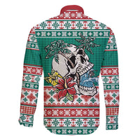 Hawaiian Skull Surfs Family Matching Short Sleeve Bodycon Dress and Hawaiian Shirt Mele Kalikimaka Palaka Quilt Pattern - Polynesian Pride