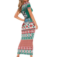Hawaiian Skull Surfs Family Matching Short Sleeve Bodycon Dress and Hawaiian Shirt Mele Kalikimaka Palaka Quilt Pattern LT9 - Polynesian Pride