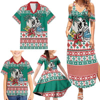 Hawaiian Skull Surfs Family Matching Summer Maxi Dress and Hawaiian Shirt Mele Kalikimaka Palaka Quilt Pattern - Polynesian Pride