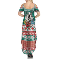 Hawaiian Skull Surfs Family Matching Summer Maxi Dress and Hawaiian Shirt Mele Kalikimaka Palaka Quilt Pattern - Polynesian Pride