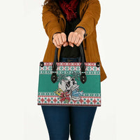 Hawaiian Skull Surfs Leather Bag Mele Kalikimaka Palaka Quilt Pattern - Polynesian Pride