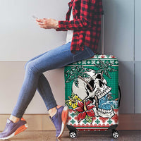 Hawaiian Skull Surfs Luggage Cover Mele Kalikimaka Palaka Quilt Pattern - Polynesian Pride