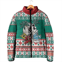 Hawaiian Skull Surfs Padded Jacket Mele Kalikimaka Palaka Quilt Pattern - Polynesian Pride
