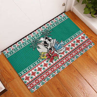 Hawaiian Skull Surfs Rubber Doormat Mele Kalikimaka Palaka Quilt Pattern - Polynesian Pride