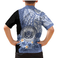 Aloha Vintage Hawaii Tribal Family Matching Mermaid Dress and Hawaiian Shirt Blue Style LT9 - Polynesian Pride