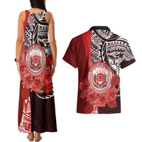 Aloha Vintage Hawaii Tribal Couples Matching Tank Maxi Dress and Hawaiian Shirt Red Style LT9 - Polynesian Pride