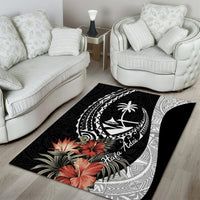 Hafa Adai Guam Area Rug Tropical Flowers with Polynesian Pattern LT9 - Polynesian Pride